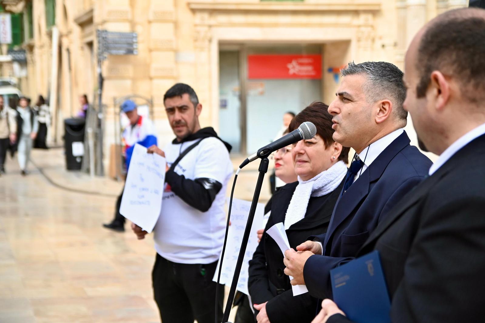 Around 20 members of the group took part in the protest.  Photo: Jonathan Borg