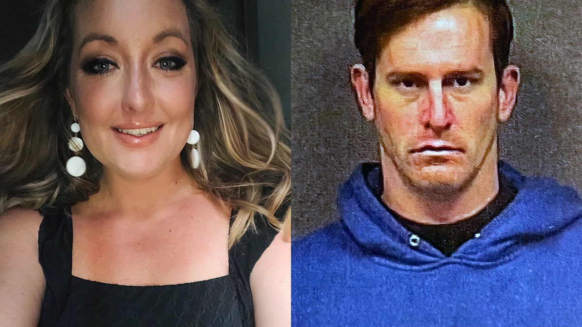 Cassie Carli poses for a photo and a mugshot of Marcus Spanevelo